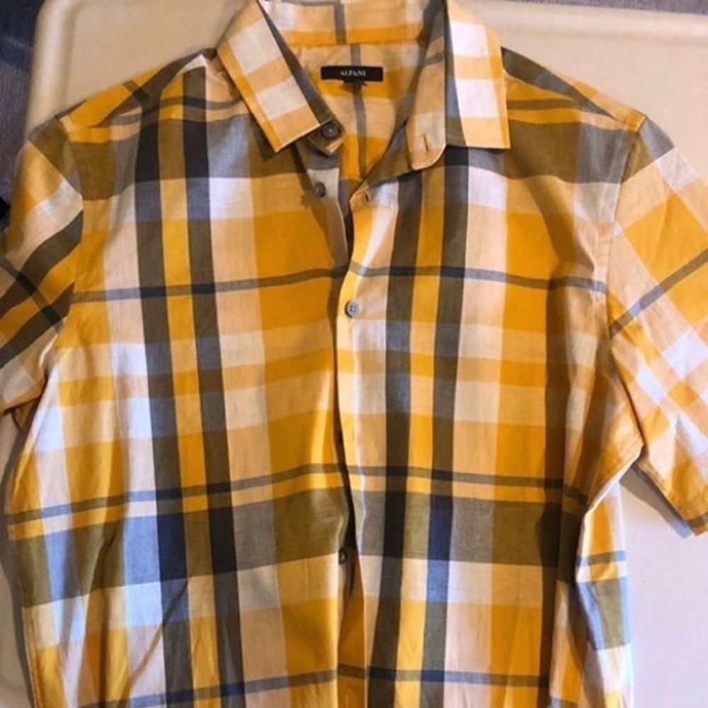 Yellow button up shirt